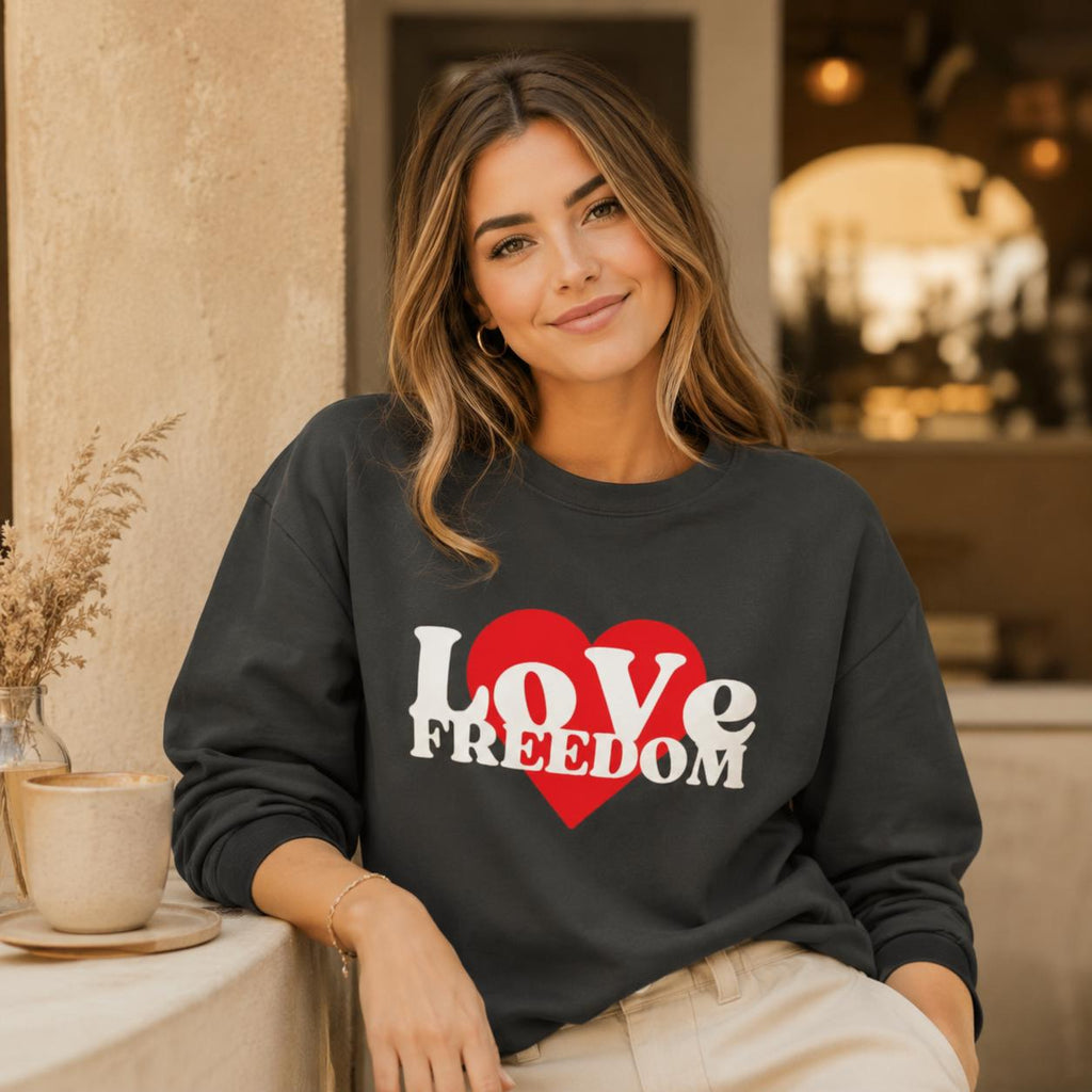 Patriot Sweatshirt, Love Freedom Crewneck, Patriotic Pullover Sweater, Libertarian Gift, Cozy Winter Sweatshirt for Him