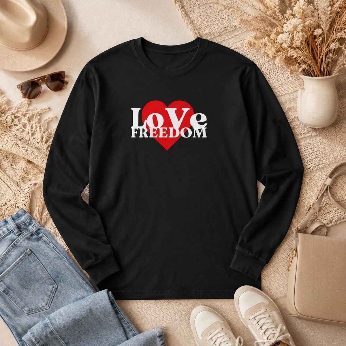 Patriot Sweatshirt, Love Freedom Crewneck, Patriotic Pullover Sweater, Libertarian Gift, Cozy Winter Sweatshirt for Him
