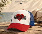 Freedom hat, foam trucker cap, patriotic hat, liberty hat, USA hat, 4th of July accessory, American pride, snap closure, mesh back