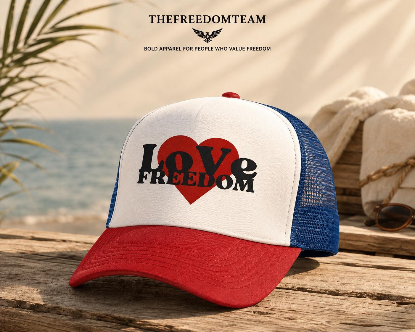 Freedom hat, foam trucker cap, patriotic hat, liberty hat, USA hat, 4th of July accessory, American pride, snap closure, mesh back